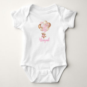 Teddybeer Roze en Gouden Ballonnen  Romper