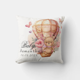 Teddybeer Roze Heet Luchtballon Baby Worp Kussen