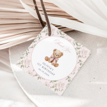 Teddybeer, Roze Strik, Roze Bloemen, Eerste Verjaa