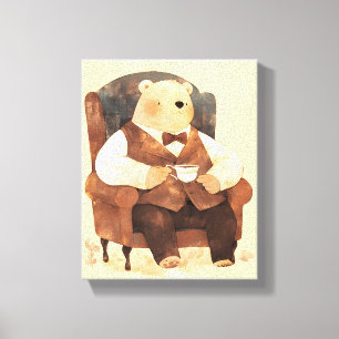 Teddybeer Scandinavische babykamer kunst Canvas Afdruk