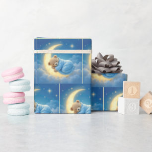 Teddybeer slaapt op een maan cadeaupapier