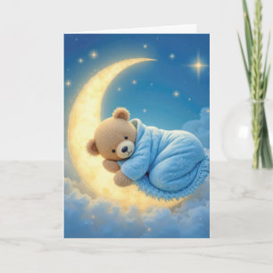 Teddybeer slaapt op een maansikkel kaart