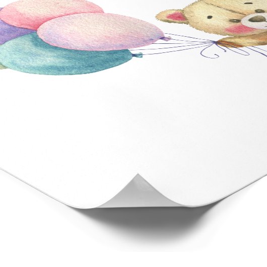 Teddybeer - snoep en behandelt baby shower poster (Hoek)