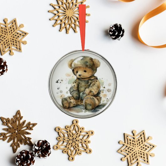 Teddybeer Soldaat Kerstmis Ornament