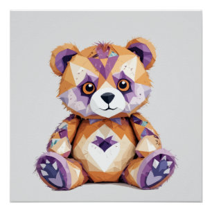 Teddybeer speels Schattig leuk dier kleurrijk Perfect Poster