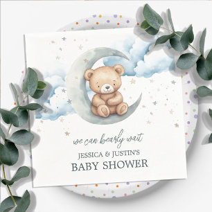 Teddybeer Sterren en Maan Baby Shower Servet