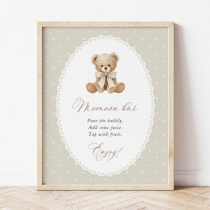 Teddybeer, Strik, Beige Stippen, Momosa Bar Poster