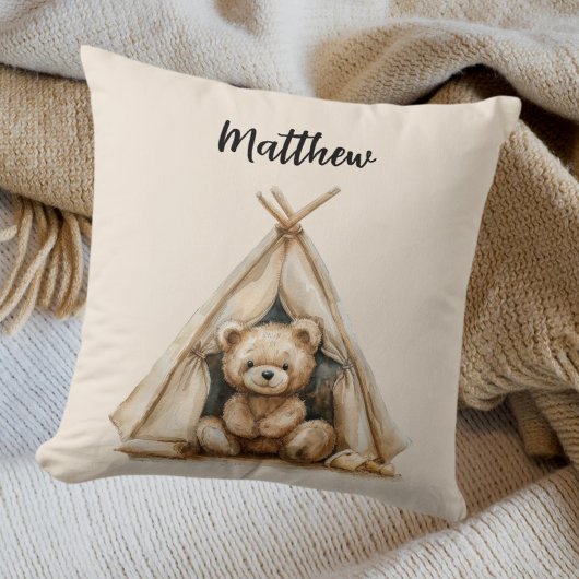 Teddybeer teepee  bruin beige kinderkamer kussen