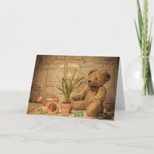Teddybeer Tuinieren Verjaardag of andere begroetin Kaart