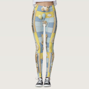 Teddybeer Tuintje met Madeliefjes Patroon (7) Leggings