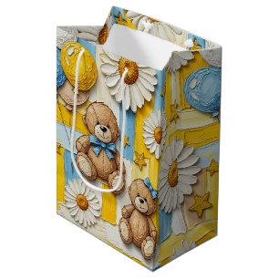 Teddybeer Tuintuinpatroon met Madeliefjes (11) Medium Cadeauzakje