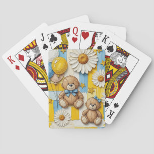 Teddybeer Tuintuinpatroon met Madeliefjes (11) Pokerkaarten