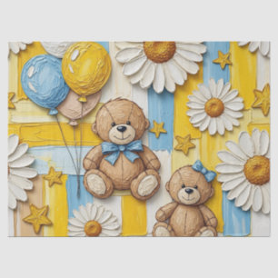 Teddybeer Tuintuinpatroon met Madeliefjes (11) Tissuepapier