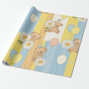 Teddybeer Tuintuinpatroon met Madeliefjes (12) Cadeaupapier