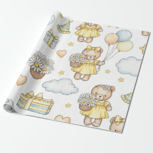 Teddybeer Tuintuinpatroon met Madeliefjes (14) Cadeaupapier