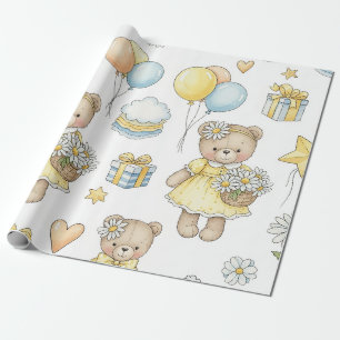 Teddybeer Tuintuinpatroon met Madeliefjes (16) Cadeaupapier