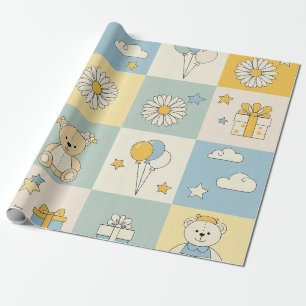 Teddybeer Tuintuinpatroon met Madeliefjes (17) Cadeaupapier