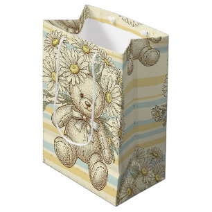 Teddybeer Tuintuinpatroon met Madeliefjes (1) Medium Cadeauzakje