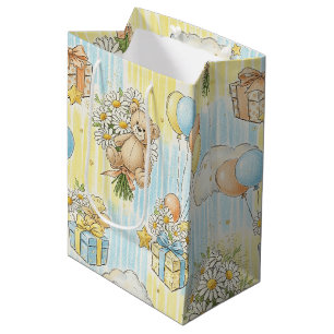 Teddybeer Tuintuinpatroon met Madeliefjes (3) Medium Cadeauzakje
