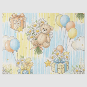 Teddybeer Tuintuinpatroon met Madeliefjes (3) Tissuepapier