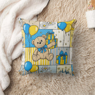 Teddybeer Tuintuinpatroon met Madeliefjes (4) Kussen