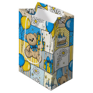 Teddybeer Tuintuinpatroon met Madeliefjes (4) Medium Cadeauzakje