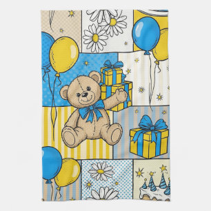 Teddybeer Tuintuinpatroon met Madeliefjes (4) Theedoek