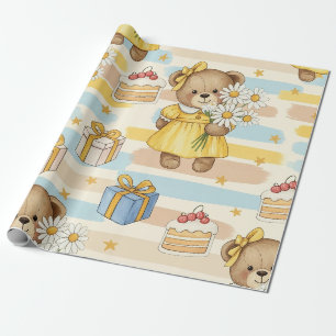 Teddybeer Tuintuinpatroon met Madeliefjes (5) Cadeaupapier