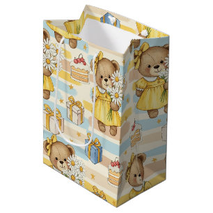 Teddybeer Tuintuinpatroon met Madeliefjes (5) Medium Cadeauzakje