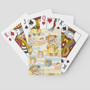 Teddybeer Tuintuinpatroon met Madeliefjes (5) Pokerkaarten