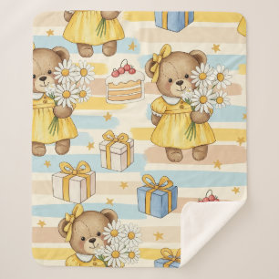 Teddybeer Tuintuinpatroon met Madeliefjes (5) Sherpa Deken