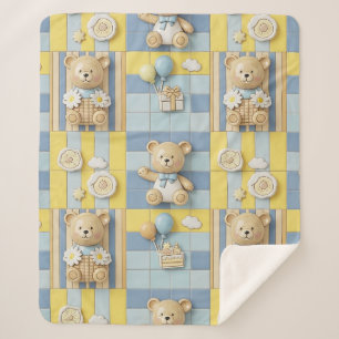Teddybeer Tuintuinpatroon met Madeliefjes (7) Sherpa Deken