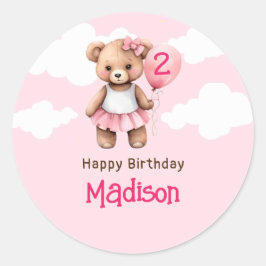 Teddybeer Tweede Verjaardag Ronde Stickers