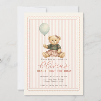 Teddybeer Verjaardagsuitnodiging Kaart