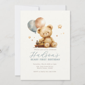 Teddybeer Verjaardagsuitnodiging Kaart