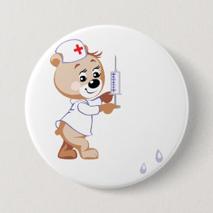 Teddybeer Verpleegster Knop Ronde Button 7,6 Cm