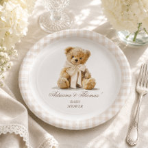 Teddybeer vintage beige babyshower
