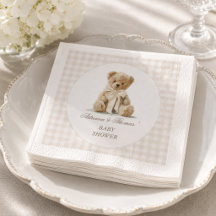 Teddybeer Vintage Gingham Baby Shower