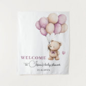 Teddybeer Violet Dusty Roze Beige Ballonnen Wandkleed (Voorkant)