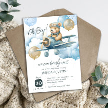 Teddybeer-vliegtuig Baby Shower