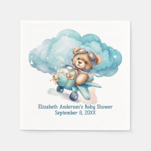 Teddybeer Vliegtuig Jongens Baby Shower Servet