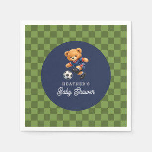 Teddybeer Voetbal Sport Dambord Baby Shower Servet