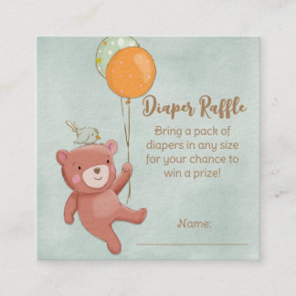 Teddybeer, Vogel en Ballonnen Baby shower Informatiekaartje