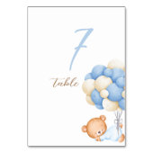 Teddybeer Watercolor Ballonnen Tafel 7 Nummerkaart Kaart (Achterkant)