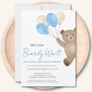 Teddybeer We Can Bearly Wait Baby Shower Kaart