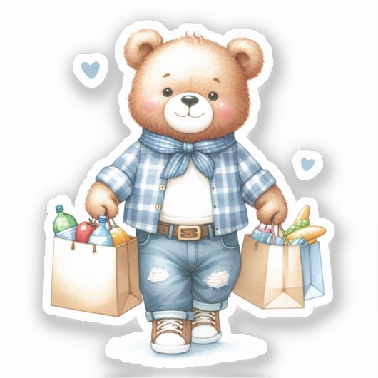 Teddybeer Winkelsticker Sticker (Voorkant)