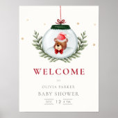 Teddybeer winterkrans Baby shower welkomstbord Poster (Voorkant)