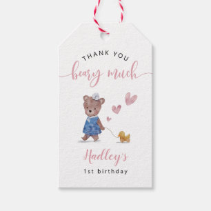 Teddybeer Zeeman Meisje Verjaardagsfeestje Cadeaulabel