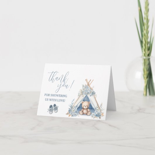 Teddybeer Zittend in een tipi Dank u opmerking (Voorkant)