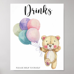Teddybeerballonnen - Drinken helpen jezelf Poster